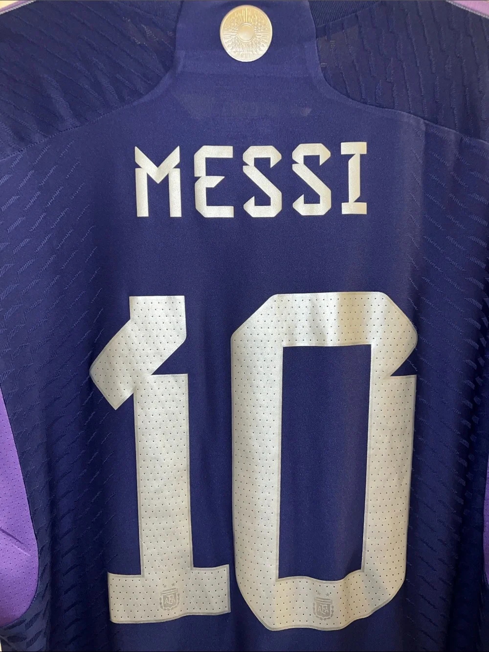 Authentic Player Adidas Messi Purple and White Argentina #10 Soccer Jersey
